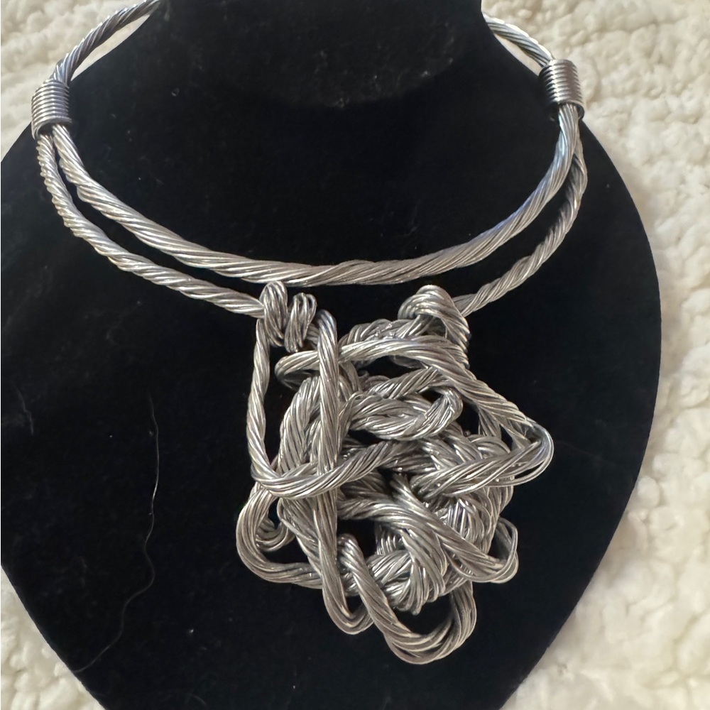 Twisted Silver Knot Necklace